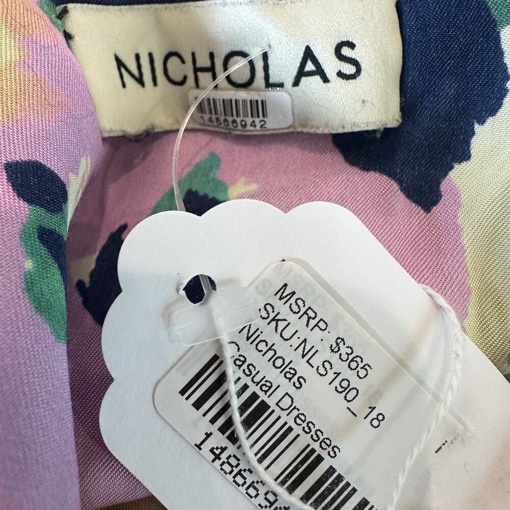 Nicholas Blue Pink Floral Mini Dress Size 18 Sundress Y2K Vacation Designer $365 - Picture 10 of 10